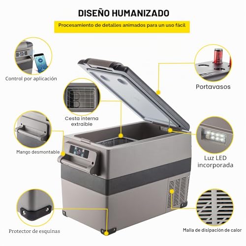 Miniatura 5 de Vevor Refrigerador Para Coche 55 L Mini Caja Del Congelador Caja Fresca Mini Frigorífico Coche Mini Nevera -20 A 10 Grados Centígrados Para Camping Caravanas Picnics Festivales