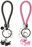 MILESI Magnetic Destined Kissing Piggy Keychain Valentine's Love Present for Couples (silver pink)