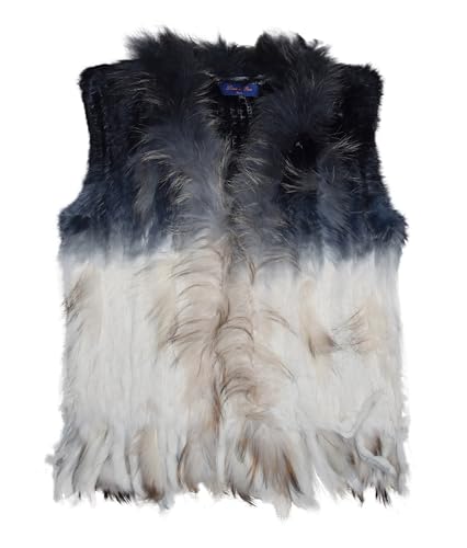 Miss Rouge gilet sans manche,en fourrure lapin,bicoulore noir rose,TU36-40