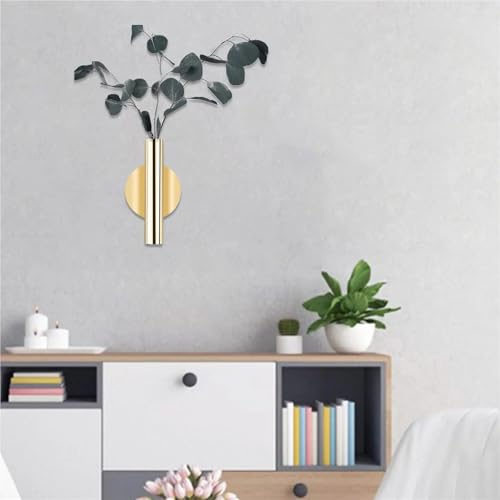 Jarrón de metal para pared con 6 macetas doradas modernas para decorar interiores del hogar 5