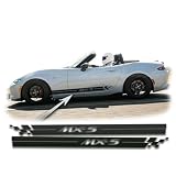BENINI DESIGN STUDIO - Checker Side Door Racing Stripes Vinyl Decal Kit Stickers Rocker Livery Stripes - Compatible with Mazda Miata MX-5 (Gloss Black)