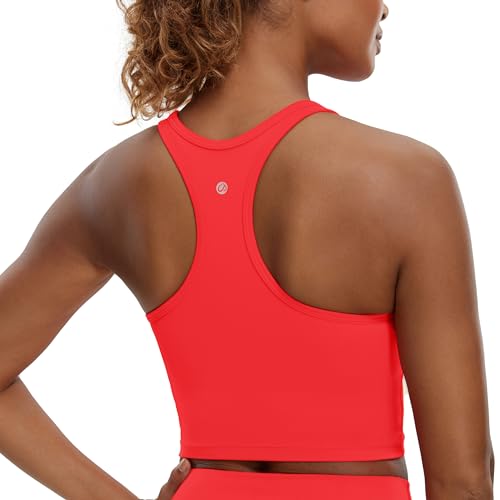 Image of CRZ YOGA Butterluxe Racerback Crop Tank Tops | Light Support, Removable Pads, Yoga, Extremely Soft, Scoop Neck, Longline Sports Bras for Women