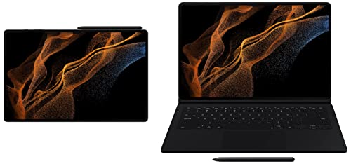 Image of Samsung Galaxy Tab S8 Ultra 37.08 cm (14.6 inch) sAMOLED Display, RAM 12 GB, ROM 256 GB Expandable, S Pen in-Box, Wi-Fi Tablet, Graphite Original Tab S8 Ultra Keyboar Book Cover, Black