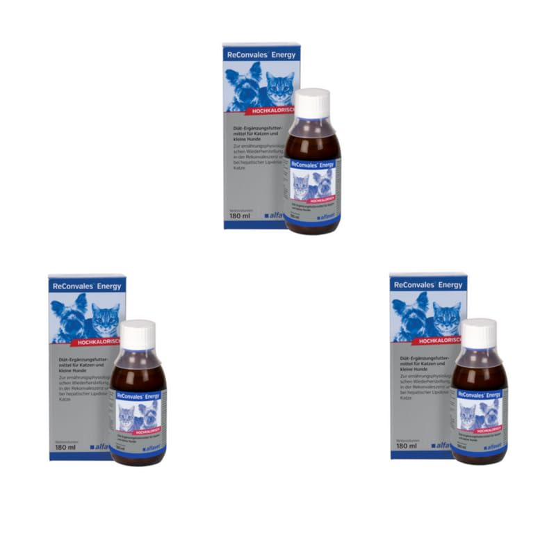 Alfavet ReConvales Energy | 3er Pack | 3 x 180 ml | Diät-Ergänzungsfuttermittel für Katzen und kleine Hunde | Zur ernährungsphysiologischen Wiederherstellung | Ohne Milchprodukte