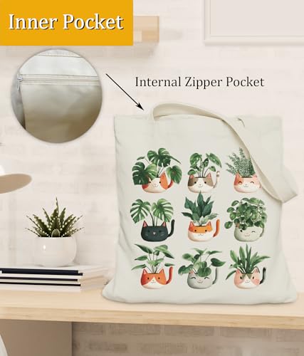 Image of Cat Gifts Tote Bag for Women Girls, Cat Lover Gifts Tote Bag for Daughter Besties, Medium Size with Inner Pocket