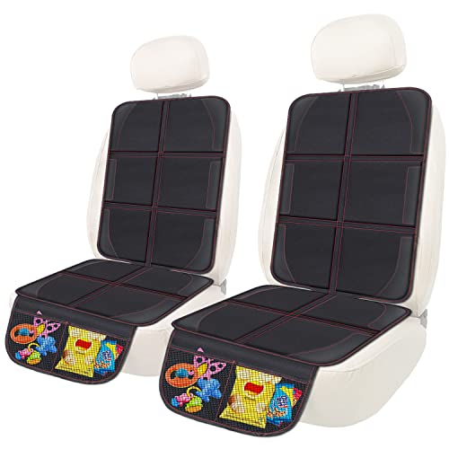 Image of DOVODA Car Seat Protector, 2 Pack Large Auto Seat Protectors Protect Child Seats with Mesh Pocket, Thickest Padding Pat Durable, Waterproof 600D Fabric, Child Car Seat Cover for SUV Sedan Truck
