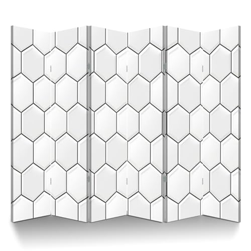 6 Panel Room Divider Screen Abstract Seamless White Gray Ceramic