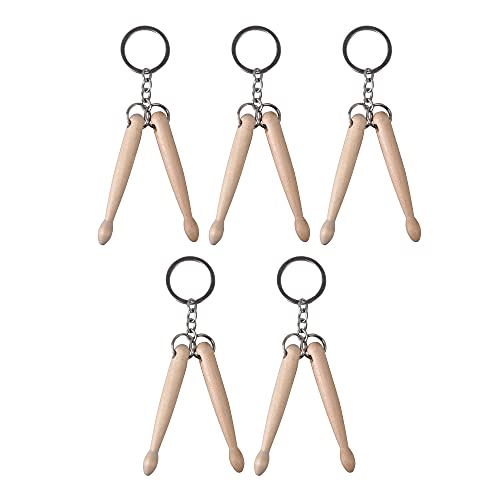 Llavero coleccionable de mini baquetas naturales resistentes, paquete de 5
