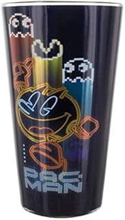 Paladone Pac Man Glass Tumbler 400 ml (14oz) -Officially Licensed Merchandise, Multi-Colour, 1 Count (Pack of 1)