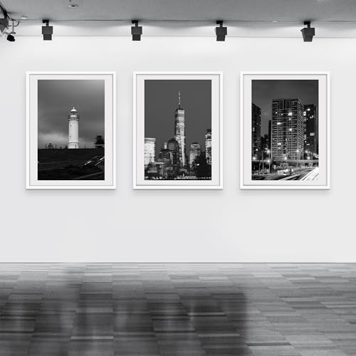 Picrit 30x40 Picture Frame 3 Pack, White Poster Frame, Display Poster 24 x 36 with Mat or 30 x 40 without Mat for Horizontal or Vertical Wall Mounting