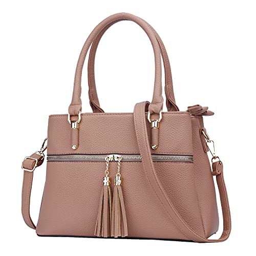 KKXIU Women Satchel Bags Handle Shoulder Handbags and Purses Pockets Zipper Leather Crossbody Bags …