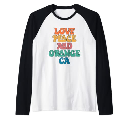 Amor paz y naranja California, Groovy Orange City Camiseta Manga Raglan