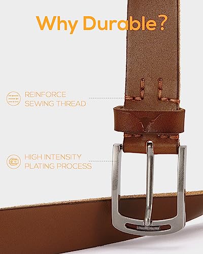 Image of CHAOREN Full Grain Leather Belts for Men - Mens Belt for Jeans - Timeless Elegance for Casual Dress, Cowhide Black, 36