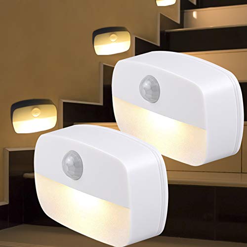 luz nocturna sensor movimiento,luz de noche,[2 unidades] luz con sensor de movimiento a pilas,Luz Quitamiedos Infantil, bao, cocina, para dormitorio, pasillo, escaleras, energticamente eficiente