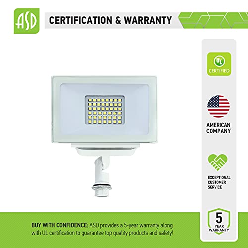 Asd 30W Led Flood Light Outdoor, 120V 3056 Lm 3000K Warm White, Knuckle Mount Led Security Lights, Long Lifespan 97,000 Hours, Waterproof Floodlights For House, Yard, Garage, Garden, Ul Listed #TOP7