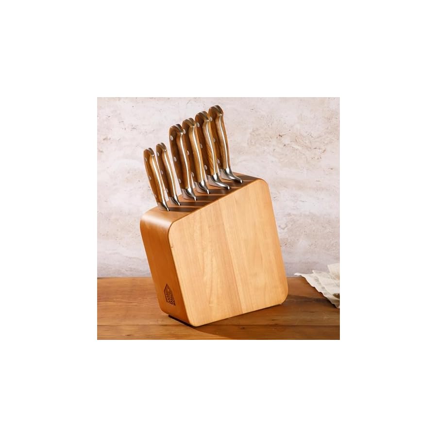 7-Piece-Italian-Olive-Wood-Knife-Block-Set-wGerman-Forged-Steel-Knives Bloomhouse 7 Piece Italian Olive Wood Knife Block Set w/German Forged Steel Knives