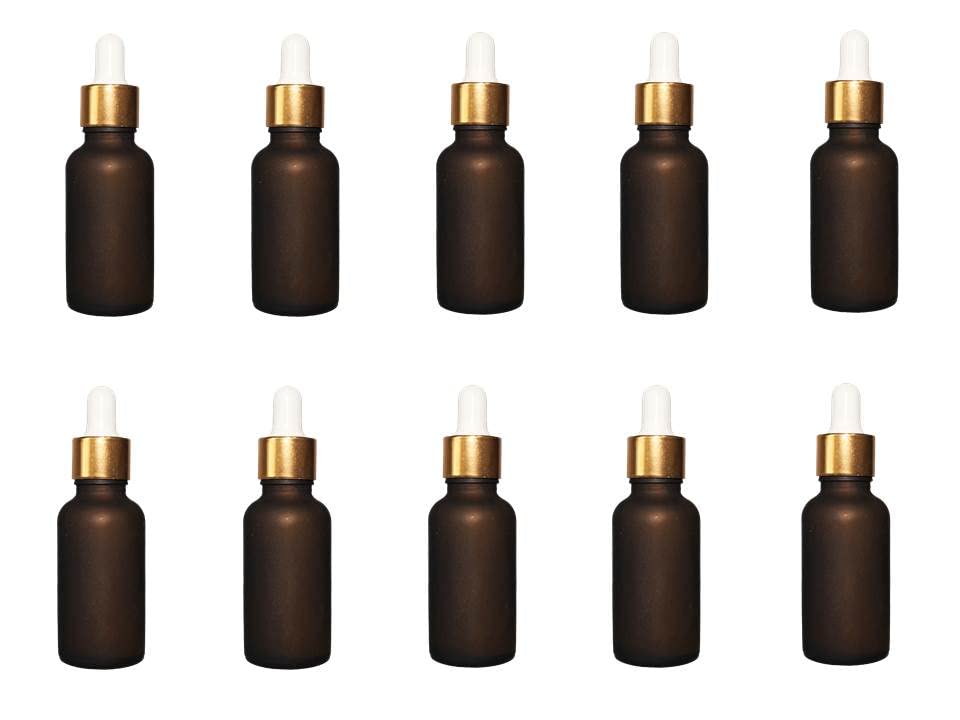 Pharcos 30Ml Amber Frosted|Matt Finished Glass Dropper Bottle With Golden Dropper And White Teat Set For Essential Oil Perfumes Cosmetics (Set Of 10).-image-34