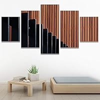 SIGNWIN 5 Panel Canvas Wall Art Abstract Architecture Modern Artwork for Home Decorations Ready to Hang - 60