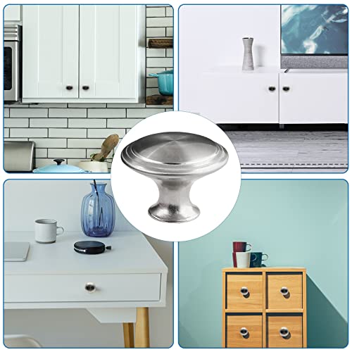 Waziaqoc 12Pcs Silver Mushroom Knobs, Stainless Steel Dresser Knobs 1-3/16 Inch Diameter Round Drawer Knob Pull Handle With Mounting Screws For Chest Cabinet Cupboard Drawer #TOP6
