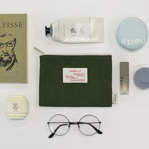 Image of Monolike Archive 247 Faded Flat Pouch, Green - Makeup Bag, Cosmetic Bag, Travel Bag, Toiletry Bag, Organizer, Storage Bag