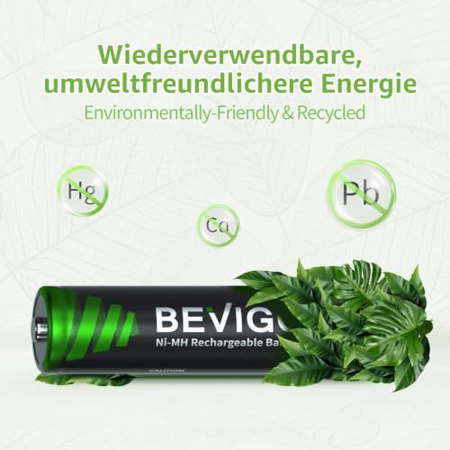 BEVIGOR AAA 1100mAh 1.2V Akkubatterien, Akku hohe Kapazität AAA NiMH wiederaufladbare Batterien, 16 Stück, vorgeladen – Ansicht 3