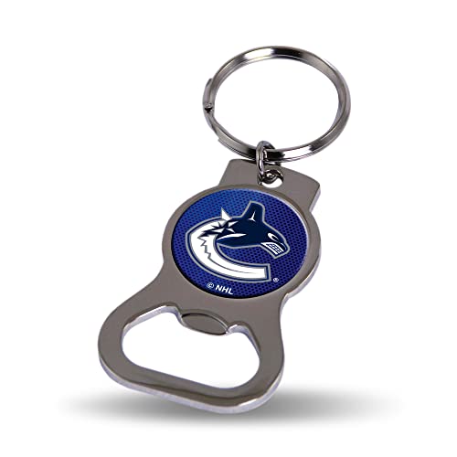 Rico Industries NHL Vancouver Canucks Silver Metal Keychain - Beverage Bottle Opener With Key Ring - Pocket Size