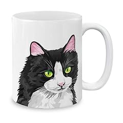 Black White Tuxedo Cat Vector Portrait