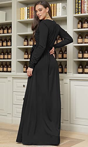 Image of KOH KOH Womens Long Sleeve V-Neck High Slit Cocktail Evening Gown Maxi Dress