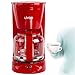 Cafetera roja con jarra de cristal para 15 tazas, función de mantenimiento del calor (automática, cucharilla de café, apagado automático, indicador de nivel de agua, 950 W)