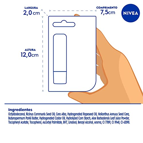 NIVEA Esfoliante Labial Scrub Aloe Vera 4,8g - Renova os lábios com efeito peeling, previne as pelin