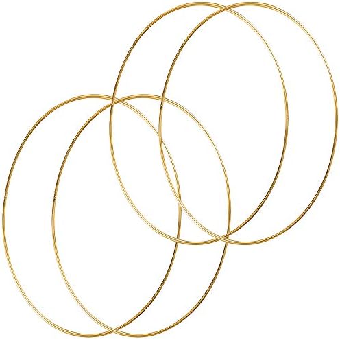 HOHIYA 4 Pcs 24 Inch Metal Floral Hoop Large Gold for Macrame Craft Wreath Rings Dream Catcher Wall Hanging 5mm Wire Taiwan Made