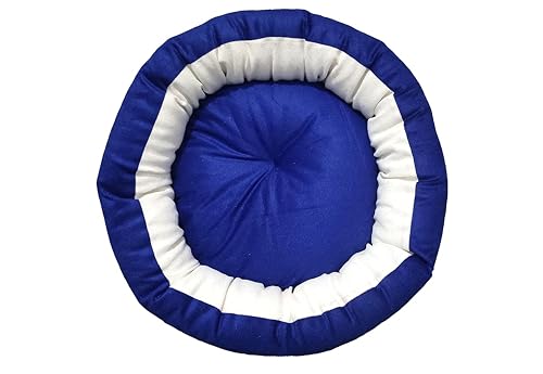 Image of Medium Size Dog Bed for Medium Size Dogs, Puppies, Kitten and cat Bed Velvet Fabric Dual Color Blue-Cream Anti Skid Bottom Washable Export Quality Pet Bed