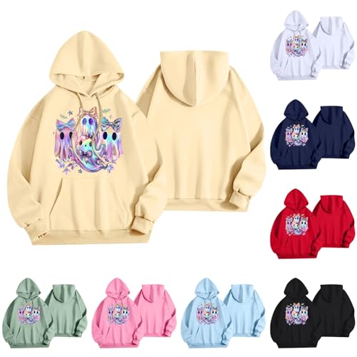 Halloween Hoodies for Women 2025 Fall Fashion Long Sleeve Cute Ghost Graphic Lightweight Hoodie with Pockets