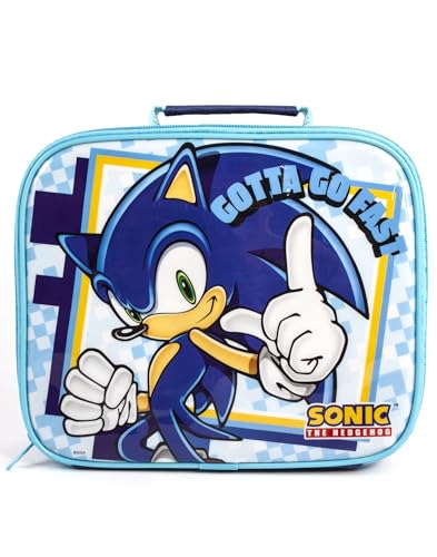 Sonic The Hedgehog Lunch Box Set for Kids | Children School Food Bag BPA Free Water Bottle 580ML & Snack Pot | Knuckles Tails Amy Rose Characters