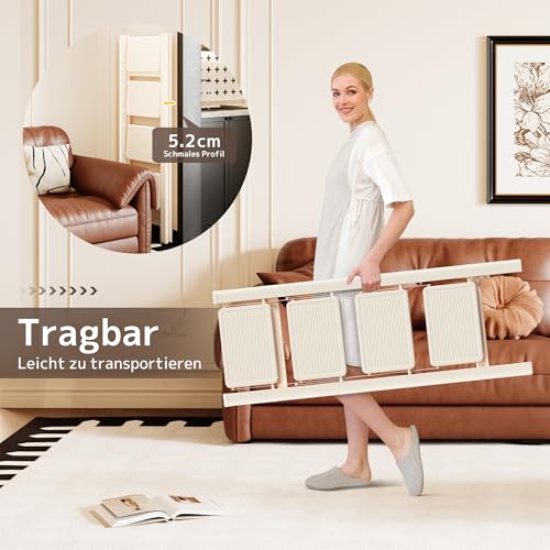 GameGem 4 Stufen Leiter, 4 Stufen Hocker für Erwachsene, klappbare Trittleiter mit sicherem Stand, verbreitertem Pedal, ästhetisch ansprechendes Aussehen, Wohnräume