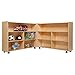 Contender Extra Large Folding Mobile Storage Organizer for Daycare Classroom Preschool, Wood Furniture on Rolling Casters with 4 Shelves for Toys, Puzzles, Books