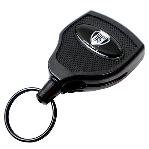 Specialist ID 2 Pack - SUPER Heavy Duty Key Bak Retractable Keychain 48-8oz / 10 Keys - Durable (4 Ft) Kevlar Lanyard - Rugged Polycarbonate Key Chain Ring Badge Holder with Steel Belt Clip