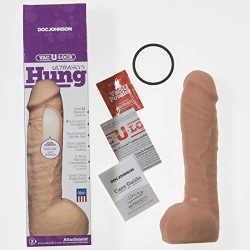 Doc Johnson Vac-U-Lock - Hung - Made Of Ultraskyn - 12 Inch Dildo With Massive 8.5 Inches Girth - F-Machine And Harness Compatible - Vanilla #TOP4