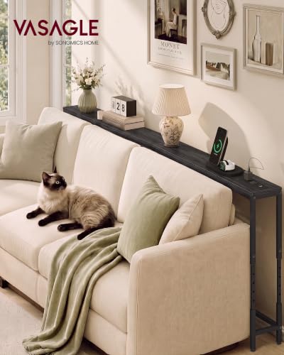 Image of VASAGLE 78.7 inchConsole Table, 25.2-35.2 inchHeight Adjustable, with Power Outlet