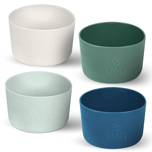 Image of Mason Bottle 4oz Silicone Sleeves for Mason Jars (4-Pack) – Regular-Mouth Jar Covers for Grip and Protection (Bottle Not Included) – Non-Toxic, Dishwasher Safe, Made in USA