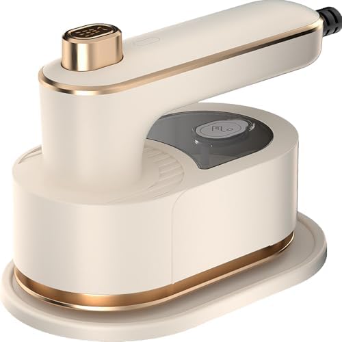 Electric Steamer for Clothes Mini Travel Iron with Steam Handheld Rotary Garment Iron Wrinkle Remover Fast Heat for T-shirt Pants Dress(Creamy-white)