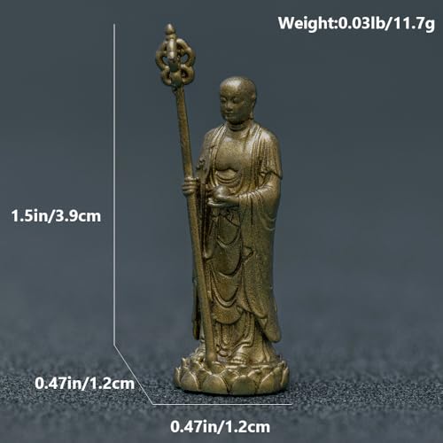 Figura Decorativa Mini Buda Ksitigarbha de Latón miniatura 2