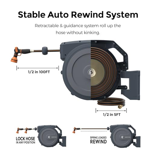 Giraffe Tools AW30-1/2-MB 1/2Mb Retractable Garden Hose Reel 1/2 Inch X 100 Ft Pro Metal Bracket thumb #7