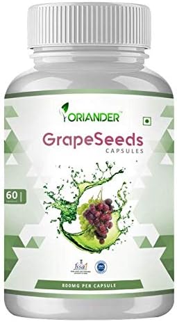 oriander 100% natural, pure & organic grapeseeds extract 800 Mg 60 capsules (pack of 1)