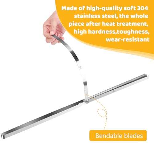25 Blades Stainless Steel Long Feeler Gauge, Metric and Imperial Gap Measuring Tool Width and Thickness Feeler Gage Gauge for Spark Plug, Valve Adjustment Tool, 0.038-1.02mm