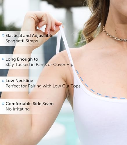 Image of Comfneat Women's 4-Pack Slim-Fit Camisoles Cotton Adjustable Spaghetti Strap Top Underwear