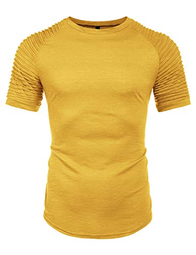 Coofandy Mens Summer Lightweight T-Shirts Short Sleeve Casual Muscle Tee Yellow M #TOP1