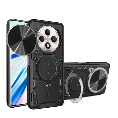 Elubugod Compatible with Oppo Reno 12F 5G Case,with Slide Camera Lens Cover Compatible with Oppo Reno 12 FS 5G / Reno12 F 5G CPH2637 Case Black