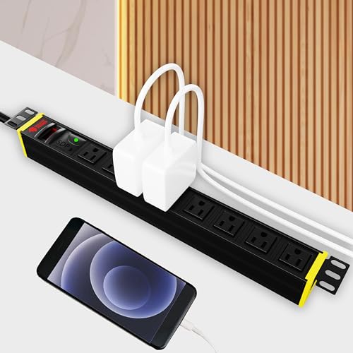Protector eléctrico Rack Mount PDU, 8 tomas, 15A, 120V, con interruptor luminoso, 19 pulgadas, para servidor y equipo AV miniatura 3