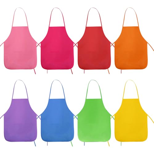 SYEYCW 8 Piezas Delantal, Impermeables Tela No Tejida Delantales, para Manualidades Actividad de Pintura Artística, Eventos Comunitarios y Cocina para Cocinar, Apto para adolescentes, 8 Colores